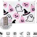 Cute Halloween Bath Mat 20W x 32L Microfiber Tufted Carved Pumpkins Ghosts Witch Hats Bathroom Mat Non Slip Washable, Fun Trendy Aesthetic Halloween Fall Shower Bath Rug Bathroom Decor (White)