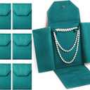 Kenning 6 Pcs Velvet Necklace Jewelry Display Folder Travel Necklace Organizer Women Pearl Jewelry Pouch Gift Bag(Green)