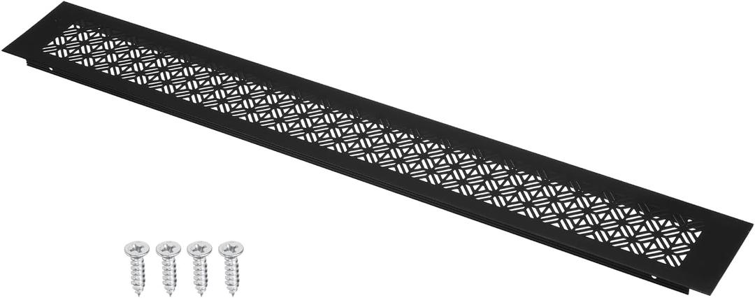 22 x 3 Inch (Duct Openings) Door Vent Cover, 1Set Aluminum Grille Ventilation Cover Louvered with Mounting Screws for Cabinet Wardrobe Door, Black (24 x 3 Inch Outer Size), One Size