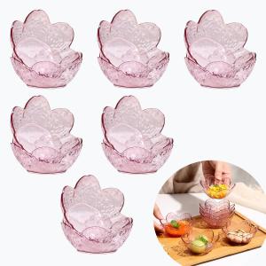 12 Pcs Pink Sakura Sauce Dishes Set, 3.34x1.37 inch Plastic Cherry Blossom Dipping Bowls, Small Condiment Dishes for Soy Sauce, Sushi, Snacks, and Party Appetizers