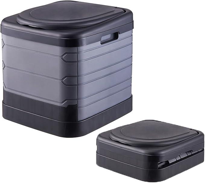 Portable Camping Toilet Water-Proof Foldable with 1 Roll of Biodegradable Bags Composting Toilet Bucket Outdoor Commode for Car Camping Hiking Long Trips Beach Supports Up to 330lbs