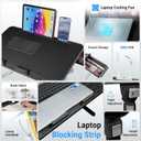 iXTRA Laptop Lap Desk with Cooling Fan - Adjustable with Light, USB, Storage Drawer - Folding Bed Desk,22.04"*12.59",Black