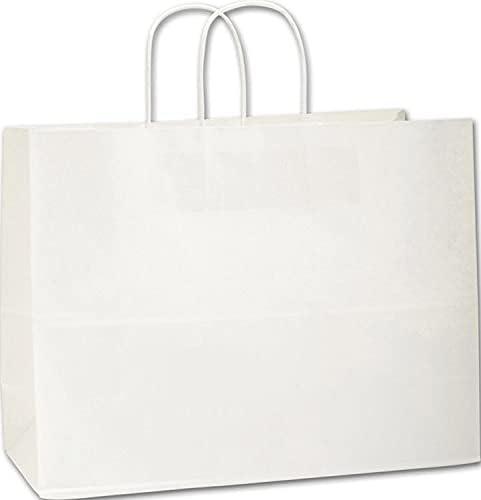  White Kraft Paper Shopper 1000 Bags Size 16 x 6 x 12 Inch