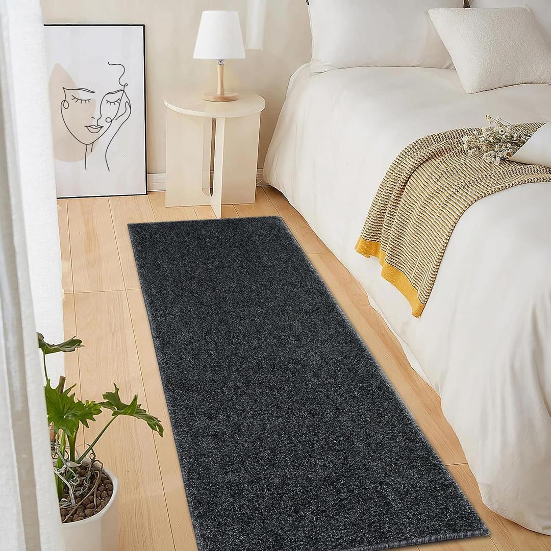 COZYLOOM Area Rug 2x8 Shag Runner Rug Ultra Soft Rug Fluffy Shaggy Soft Area Rug Non-Slip Indoor Floor Carpet Non Shedding Rug for Kids Playroom Home Decor, Black