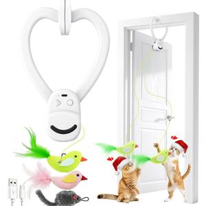Interactive Cat Toys for Indoor Cats: Automatic Flying Bird Feather Wand Chase Exercise Enrichment Stimulation, USB Rechargeable Durable Safe Hanging Toy for Bored Kittens Adult Multi Cat Households