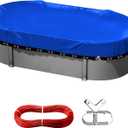 7x10 ft Oval Solar Pool Covers for Above Ground Pools,Heavy Duty Durable Anti-UV Waterproof Tearproof PE Material,Rectangle Winter Pools Cover,Cold-Resistant Snowproof,Winch and Cable Set-Aibiley