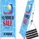 4 Pack X Frame Banner Stand Adjustable Size 23"X63" to 32"X78" with Portable Retractable Carrying Bag, Customize Banner Stand for Trade, Show Exhibition Market and Store Display