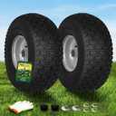 2 PCS 15x6.00-6 Lawn Mower Tires and Wheel, Tire Assembly Replacement for Riding Lawn Mower Front Tires, 3/4" Bearing, 3" Centered Hub, 4 Ply Pneumatic