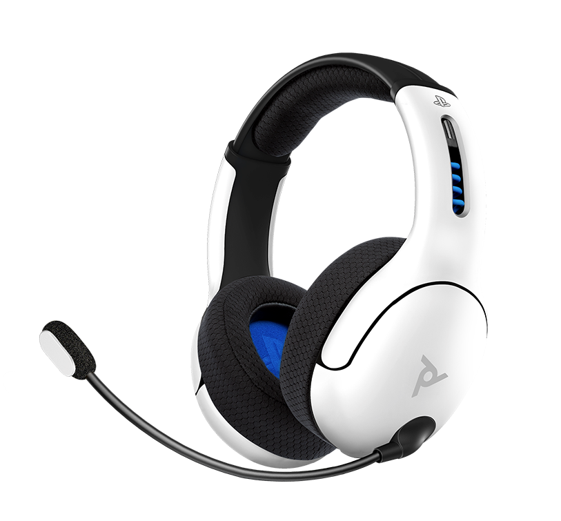 PDP LVL50 Wireless Stereo Gaming Headset, Officially Licensed by Sony PlayStation 5, PS5/PS4/PS3/PC, Lightweight Durable 40 Foot Connection, Noise-canceling Flip-to-Mute Mic, White