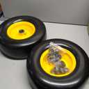 13 x 5.00-6 Tire and Wheel, Flat Free Lawn Mower tires with 3/4" & 5/8" Bearings, 3.25"-6.25" Adjustable Hub, 13x5x6 Zero Turn Tires for Garden Tractors, Zero Turn mowers, Yellow (2 Pcs)