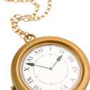 Spooktacular Creations Gold Clock Necklace Halloween Jumbo Gold Necklace White Rabbit Clock Hip Hop Rapper for Kids Women Men Halloween Party Decorations, White Rabbit Costume