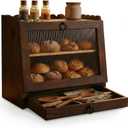 Bread Box for Kitchen Countertop Wooden Double Layer Bread Storage Container Bin Breadbox Holder Large Capacity Keeper Vintage Farmhouse Food Organizer (Large)