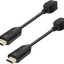 HDMI Over Ethernet Cat5e / Cat6 RJ45 Ethernet Cable, Male to Female HDMI to RJ45 Ethernet Network Converter 2 Ports up to 196ft/60m Transmitter Receiver Power On Support Full 1080p from Displays