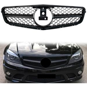 C300 W204 Grill Front Bumper Grille for Mercedes Benz C300 C250 C350 C200 2008-2014, NOT Fit for C63 AMG Style Matte Black