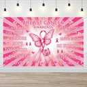 2 x Breast Cancer Awareness Backdrop Pink Power Banner Hope Faith Strength Courage Survivor Signs Women Health Walk Charity Party Supplies 6x3.6ft