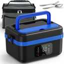 Cordless Electric Lunch Box for Adults, 1L Battery-Powered Heated Lunch Box with Insulated Bag, 16000mAh Rechargeable Self-Heating Food Warmer with Smart Reservation for Work, Travel, Car, Office (4.23 Cups / 1 L)