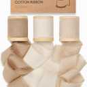 Vitalizart 100% Cotton Ribbon 1-1/2" x 15 Yd Nude Beige Cream Handmade Frayed Fringe Fabric Ribbons for Gift Wrapping Wedding Invites Bridal Shower Bouquets Christmas Decorations