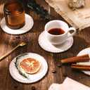 Honeydak 4 Pcs Wooden Coasters Round Bead Coasters Set Wood Drink Coaster for Drinks Decorative Table Kitchen Rustic Farmhouse Kitchen HomeCoffee Table Decor(Beige)