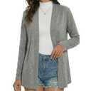 Long Sleeve Thin Cardigans for Women Lightweight Casual Loose Open Front Cardigan Soft Sheer Cover Up Grey (Gray, S)