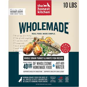 The Honest Kitchen Human Grade Wholemade Dehydrated Whole Grain Dog Food, Whole Grain Turkey and White Fish, 10lbs (EXP 05/13/26)