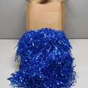 Hoteam 40 Pcs Cheerleading Pom Poms Bulk Metallic Foil Plastic Cheerleader Spirited Fun with Baton Handle Cheer Costume Accessory for Sports Party Football Team Supplies(Blue)