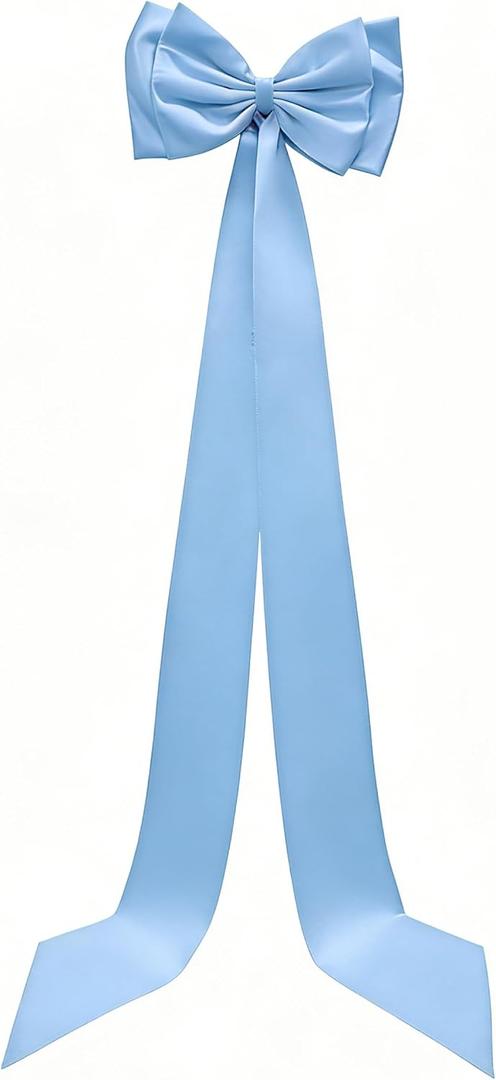 Giant Bow Decoration,Big Bows for Home Wreath Wall Backdrop Wedding Engagement Decor,Double Layer Large Satin Decorative Bows for Birthday Party Baby Shower Room Supplies(Blue Bow,71x18 Inch,Satin)
