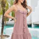 Swimsuit Coverup for Women Summer Dress Spaghetti Strap Dresses Eyelet Sundresses Causal Beach Vacation Clothes (Pink, S)
