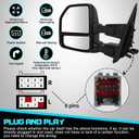 WHALEMOTOR Smoked Power Heated Tow Mirrors Compatible with 2015-2020 Ford F150 F-150, Extended Trailer Towing Side Mirrors w/Sequential Turn Signal & Ambient Temp Sensor(for 2019+)