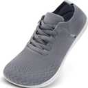 Barefoot Shoes Women Wide Slip-On Barefoot Running Tennis Walking Sneakers Minimalist Breathable Shoes Zero Drop Sole for Workout Gym Travel (Light Gray, Size: 11 Wide)