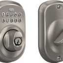 Schlage BE365 PLY 619 Plymouth Keypad Deadbolt, Electronic Keyless Entry Lock, Satin Nickel (Regular)
