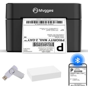 Mvgges Bluetooth Thermal Shipping Label PrinterNo WiFi Connection, 4X6 Label Printer for Shipping Packages, Support Windows, Mac, iOS, iPhone, Android (Matte Black)