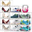 Acrylic Shoe Storage Boxes 12 Pack,Clear Sturdy Plastic Stackable Shoe Organizer for Closet Large Size with Magnetic Lids Durable Sneaker Containers, Space Saving Shoe Boxes for Men Women