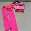 80s Workout Outfit for Women Neon Leg Warmers Headband Wristbands Holographic Fanny Pack Sunglasses for Yoga Running (Rose)