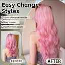 Wavy Natural Fake Hair Extensions Clips for Women Clip ins 4PCS Non-Weft Synthetic Fiber Long Invisible Extension 22Inch Hairpieces For Daily Date Use Light Pink