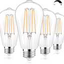 PARTPHONER LED Light Bulbs Dimmable Vintage Edison Bulb, E26 LED Bulb 60W Equivalent 720 Lumens, Warm White 2700K, ST58 Antique LED Filament Bulb CRI 85+, Clear Glass, Pack of 4