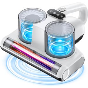 Bed Vacuum Cleaner Mattress Vacuum with UV 16Kpa Suction Filter 253.7nm UV-C Light & 30000 RPM/Min Brushroll Rotation & Heating & Ultrasonic Quintuple Tech, Widened Suction Port, 500W, Corded