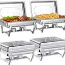 Chafing Dishes for Buffet Set: Chafers for Catering - Chafing Dish Buffet Set with Lids | Chafers and Buffet Warmers Sets | Serving Food Warmer | Chafers Servers Sets (4 pack - Full Pan)