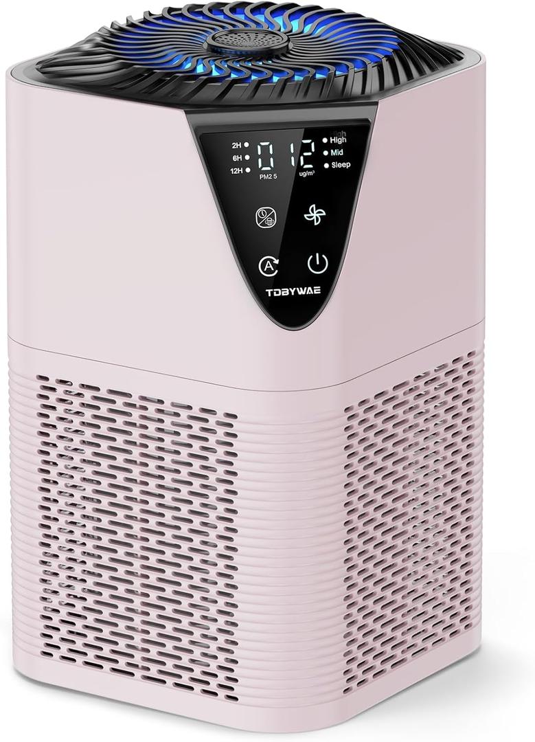 Air Purifiers for Home Large Room up to 1750 Sq Ft, H13 True HEPA Filter Air Purifiers for Bedroom, 25dB Quiet for Home, Bedroom, Office (Pink)