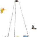 2 in 1 Hanging Bird Baths Bird Feeder for Outdoors, Metal Water Bowl Bathtub for Parakeet Indoor Feeding Tray for Pet Birds Parrot Bath Shower with Hanging Chains