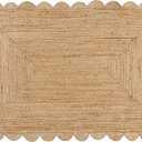 Savi Home Scalloped Jute Rug 4'x6'  Handwoven Natural Area Rug, Farmhouse Boho Style, Eco-Friendly Reversible Carpet for Living Room, Bedroom, Entryway, Dining Room Dcor