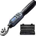 GROWNEER Digital Torque Wrench, 1.1-22.1 Ft-lbs/1.5-30 Nm, 1/4'' Drive Inch Pound Torque Wrench with Buzzer & LED Indicator, Electronic Wrench Set with Bits & Sockets for Gunsmithing Bike Motorcycle (Balck)