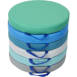 Factory Direct Partners SoftScape 15 inch Round Classroom Floor Cushions with Handles; Flexible Seating for Daycare, Preschool, Playroom; 2 inch Thick Deluxe Foam (6-Piece) - Contemporary, 11232-CT