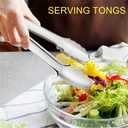 2 Pack Serving Tongs Serving Utensils Salad Tongs Metal Buffet Tongs Non-slip & Easy Grip Stainless Steel Plated Buffet Serving Tongs, Salad, Ice, Oven (9.5 Inch) (Silver)