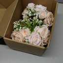 Wedding Bridesmaid Bouquets Set of 2, Artificial Silk Flowers Arrangement for Ceremony Marriage Proposal Party Anniversary Decorations - Nude