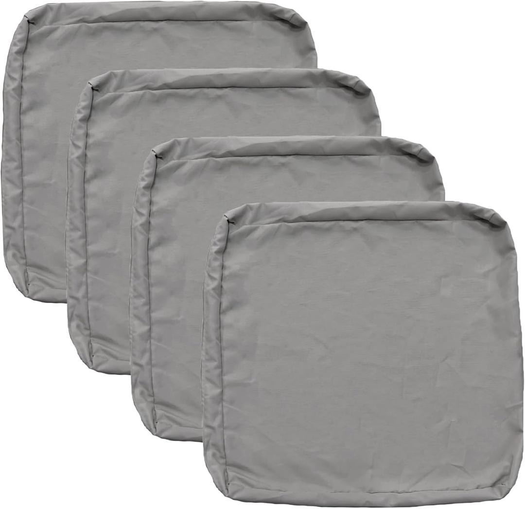 FLYMEI Patio Cushion Covers 21x19x3 Waterproof Outdoor Cushion Cover Replacement 4Packs Outdoor Seat Cushion Slipcover for Rattan Chair Sofa, Grey