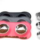 Stainless Steel Dog Bowls with Non-Slip Silicone Mat, Spill Proof Food & Water Bowls Set, Easy Clean Puppy Food Dish, Dishwasher Safe, Suitable for Dogs Cats Pet Under 20lbs, Medium, Pink (Medium-13 oz)