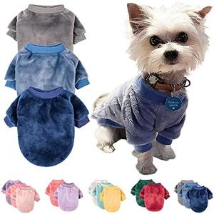 FabriCastle Dog Sweater, 3-Pack Dog & Cat Clothes, Ultra Soft and Warm Pet Jackets XXS XS for Small Dogs Boy & Girl, Winter Pet Apparel Costumes, Puppy Outfits (Grey,Blue,Dark Blue, Small)