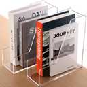 Magazine Holder, Clear Acrylic Desk Organizers, File Organizer for Desk, Magazine Rack- Desktop Book Storage -Independent Vertical 1 Space-2 Pack