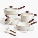 CAROTE Ceramic Cookware Sets, Pots and Pans Set Non stick, Non Toxic Healthy Induction Cookware, 14 Pcs Nonstick Kitchen Pots and Pans Set, PFAS PTFE Free, Dishwasher Safe (Cream White)