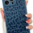 OOK Magnetic for iPhone 16 Pro Case, Silicone Blue Leopard Cute Pattern, Compatible with MagSafe Cheetah Print Camera Protection Shockproof Slim Phone Case for 6.3inch, Blue